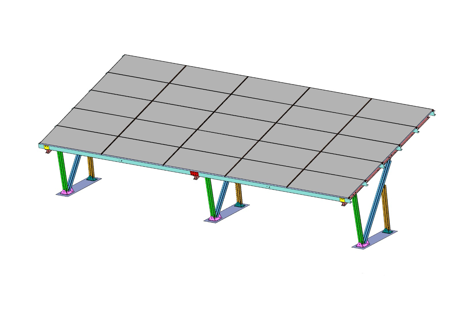 Solar carport steel structure 3D model
