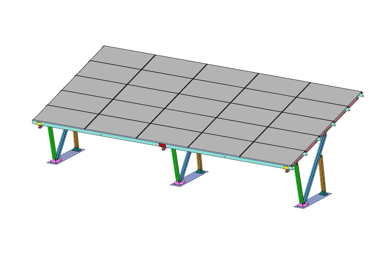 Solar carport steel structure 3D model