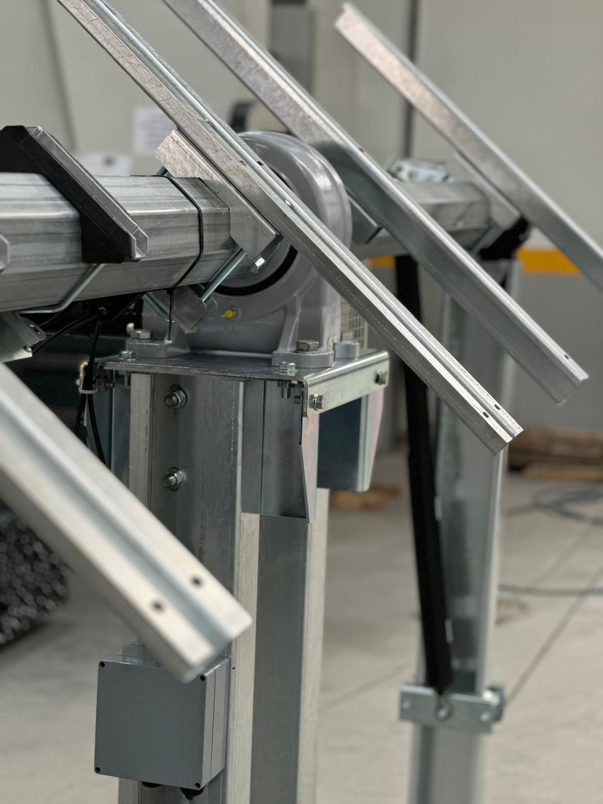 Single-axis solar tracker drive motor detail